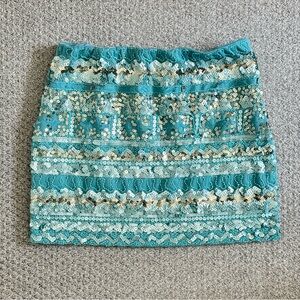 Verty Blue Sequin Embellished Mini Skirt